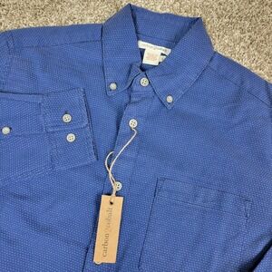 NWT Carbon 2 Cobalt Mens Small Blue AOP Dots Button Down Long Sleeve